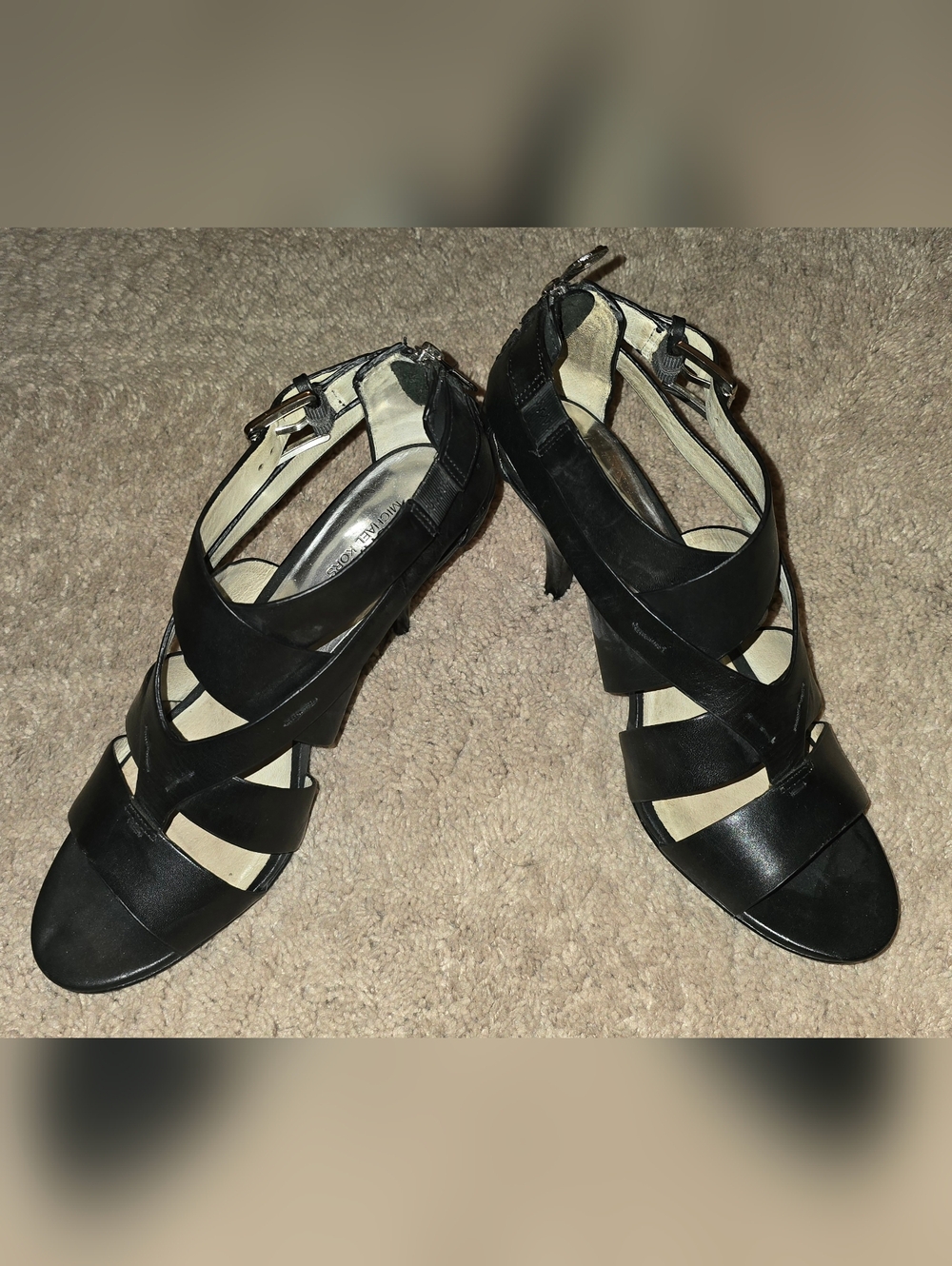 MICHAEL KORS LEATHER STRAPPY BACK ZIP SANDALS Size 11M